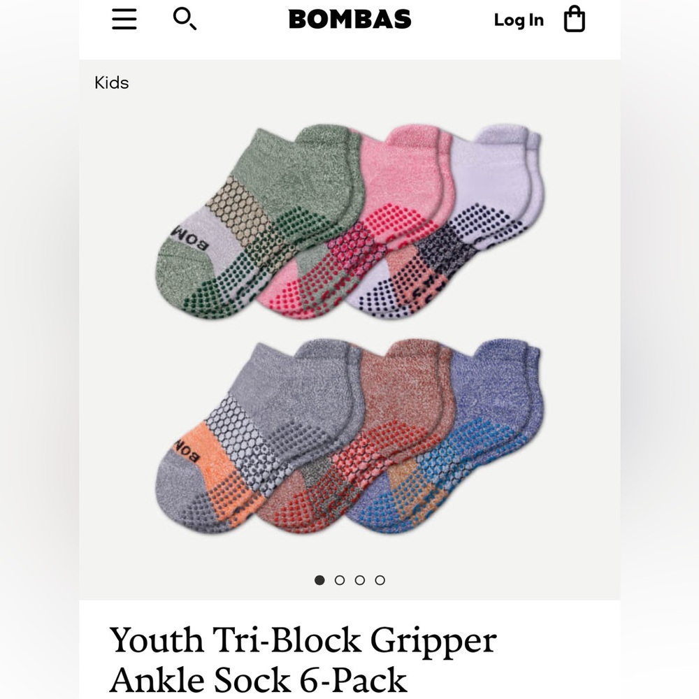 Bombas 6 pack medium weight youth ankle sock sizes child 9-youth 3 NWT